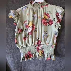 Chic Floral Smocked Blouse